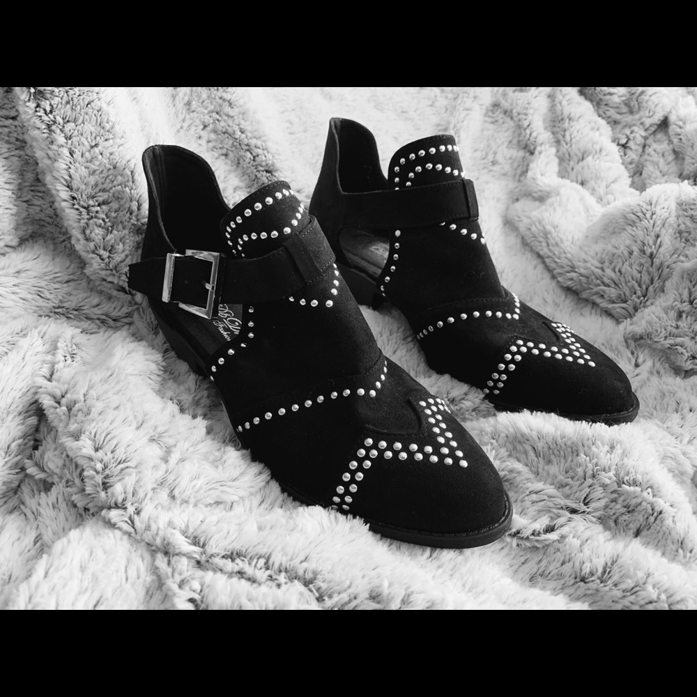 Black studded booties